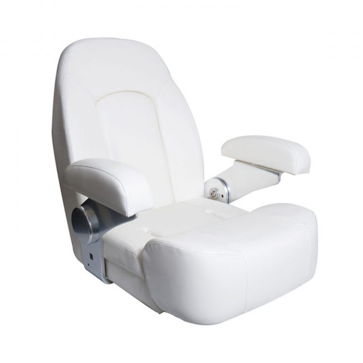 Royal Båtstol Vit Med Flip Up-Puff & Armstöd