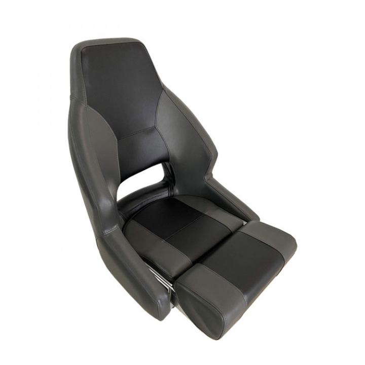 RM52 Flip Up-Båtstol Med Mörkgrå/Svart Marinvinyl