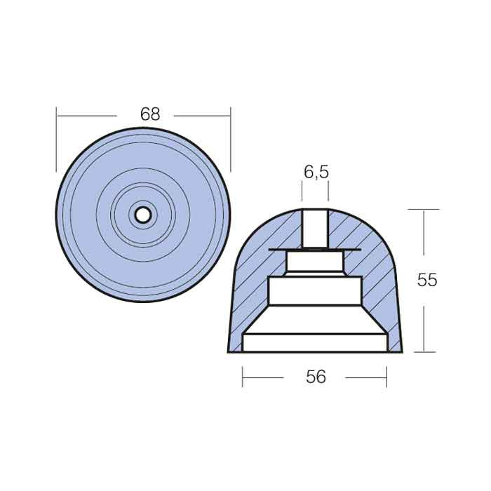 Zinkanod Vetus Bogpropeller Serie Ø68
