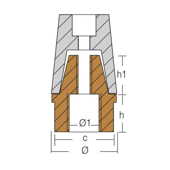 Axelanod Zink Med Mässingsmutter