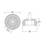 Zinkanod För Sidepower (71190A) SP55S/75T/95T,SE60/80/100/185 Zinkanod För Sidepower (71190A) SP55S/75T/95T,SE60/80/100/185