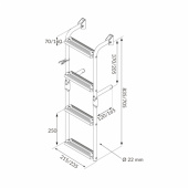 Badstege Rostfri 4 steg - 2+2 215x835 mm Badstege Rostfri 4 steg - 2+2 215x835 mm