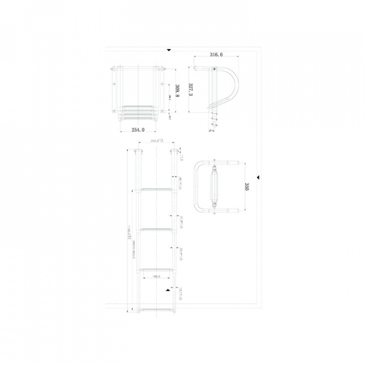 Bryggstege Teleskop 4 Steg 115 cm