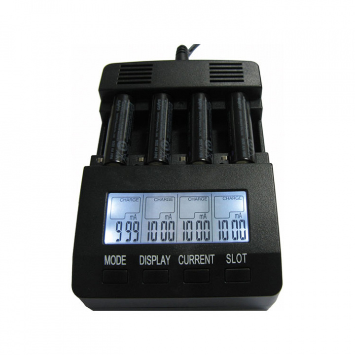 Batteriladare Med LCD Display Till AA/AAA