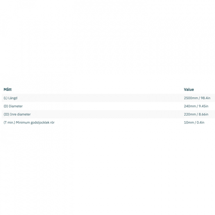 Tunnel Aluminium Ø220x10x2500mm (6082-T6)