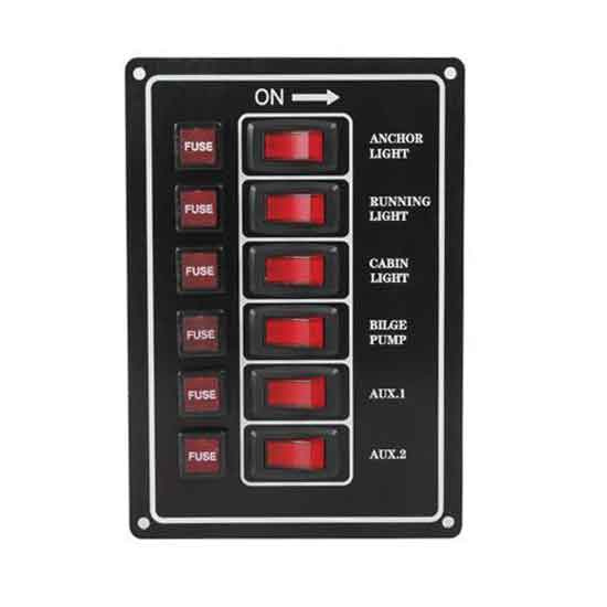 Strömpanel 6 Kontakter Vertikal 12v