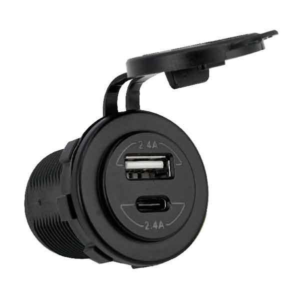 USB-uttag A & C Infällt 12/24V