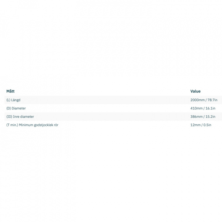 Trumma Aluminium Ø 386x12x2000mm (Alu-5083/5754)