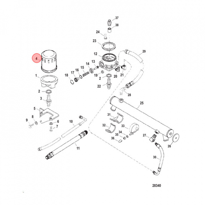 Oljefilter Mercruiser 5.7L V8 (16595Q)