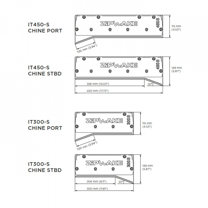 IT300-S CHINE Babord Interceptor Med 3 m Kabel & Kabelskydd