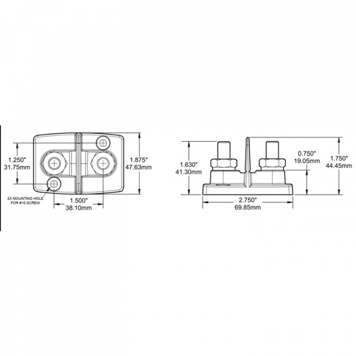 Kopplingsplint 2xM10 (för rörkabelskor)
