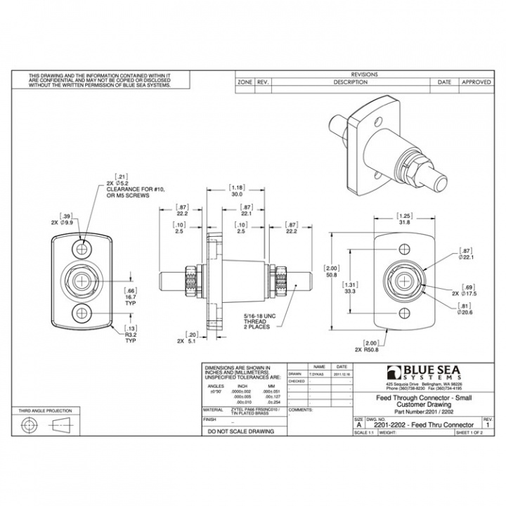 Genomföring 250A M8 Svart