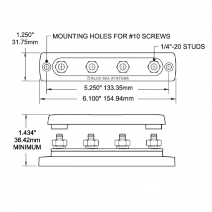 Kopplingsplint 4x6,3mm 150A