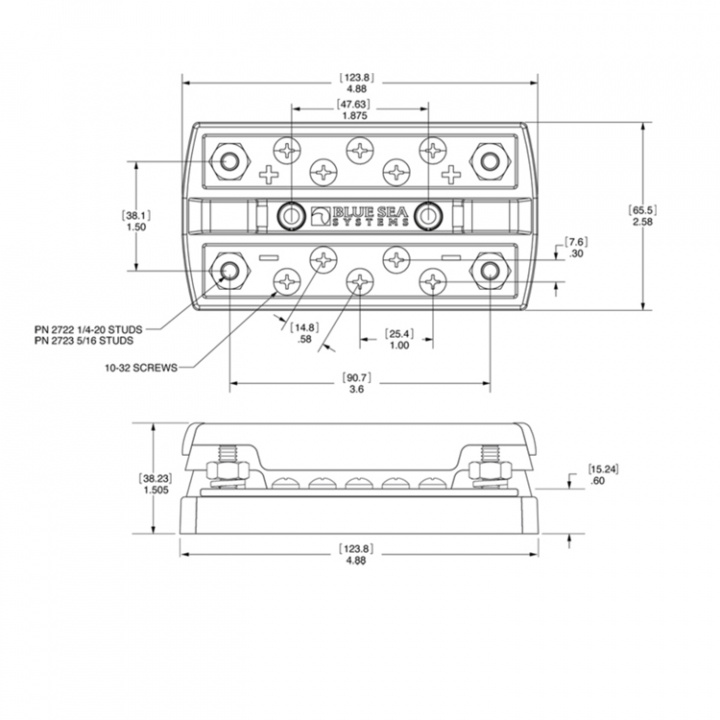 Dubbelplint 2x6,3 5x4,2mm 150A
