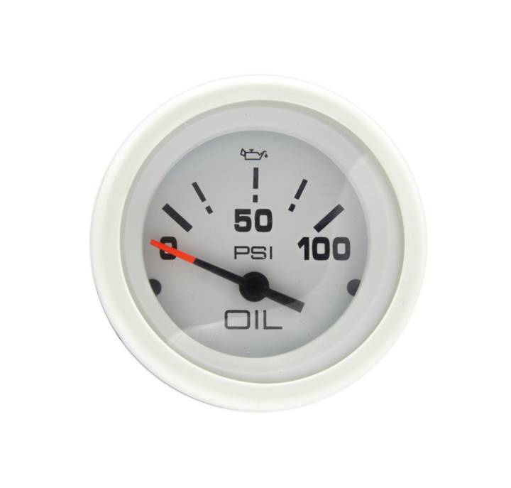 Oljetrycksmätare 100psi White Domed