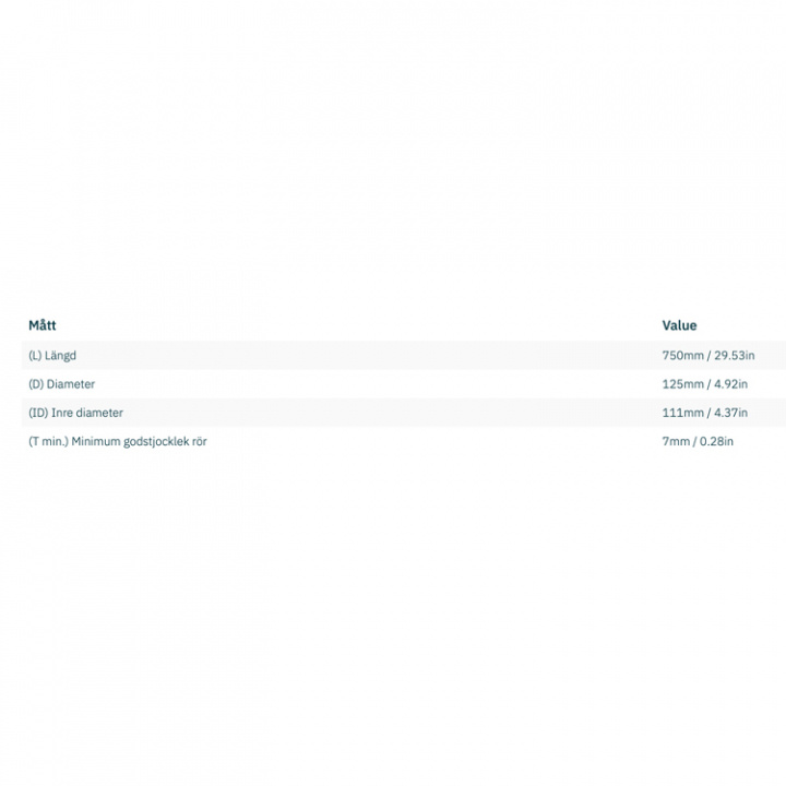 Trumma Aluminium Ø 110x7x750mm (6082-T6)