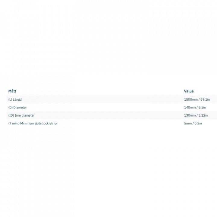 Trumma Aluminium Ø 130x5x1500mm (6060-T6)