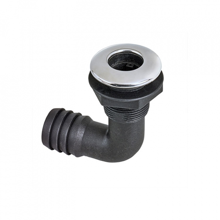 Bordsgenomföring Vinklad Plast Svart Nippel 25 mm Rostfri Fläns