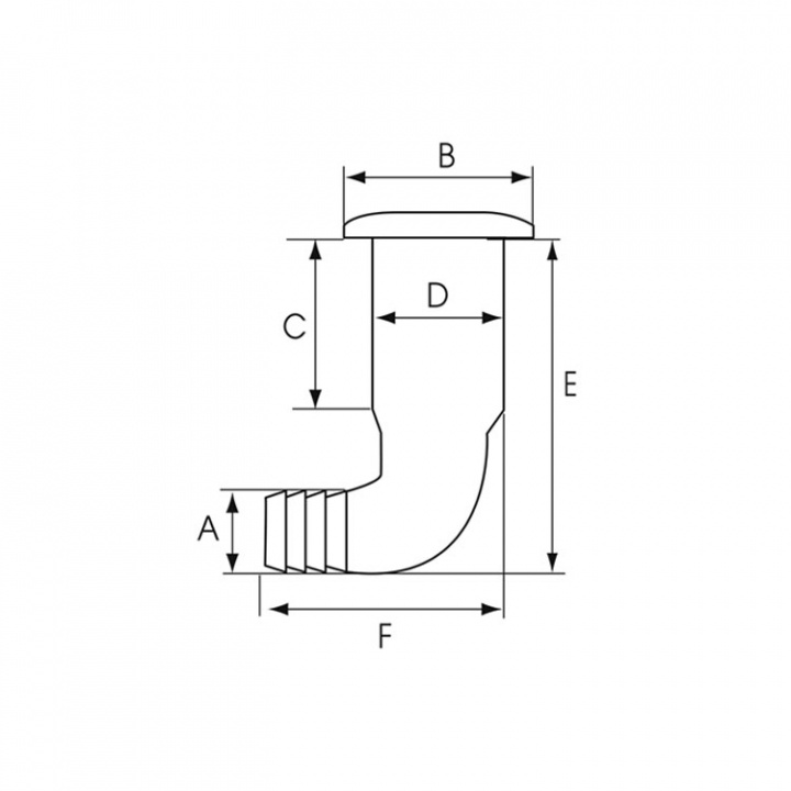 Bordsgenomföring Vinklad Plast Svart Nippel 25 mm Rostfri Fläns