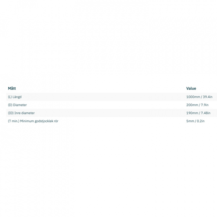 Trumma Aluminium Ø 185x5x1000mm (6082-T6)