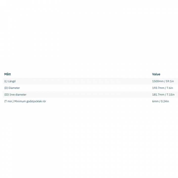 Trumma Stål Ø 183x5x1500mm