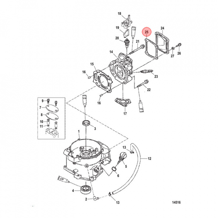 Ventilkåpspackning Mercury/Mariner 4-6 hk (8035082)