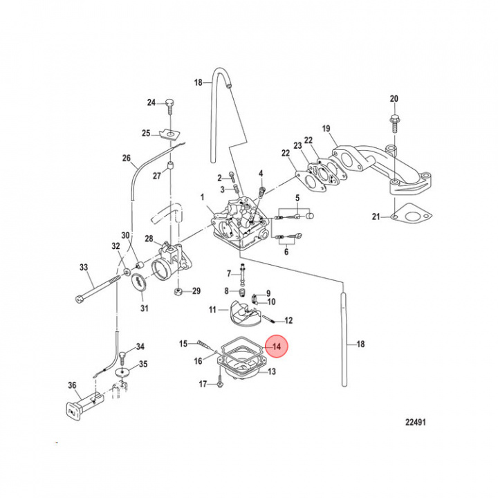 Flottörhuspackning Mercury/Mariner 2-6 hk (8035084)