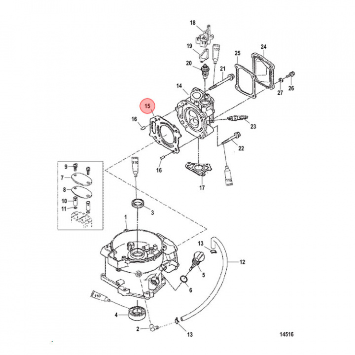 Topplockspackning Mercury/Mariner 4-6 hk (803508)