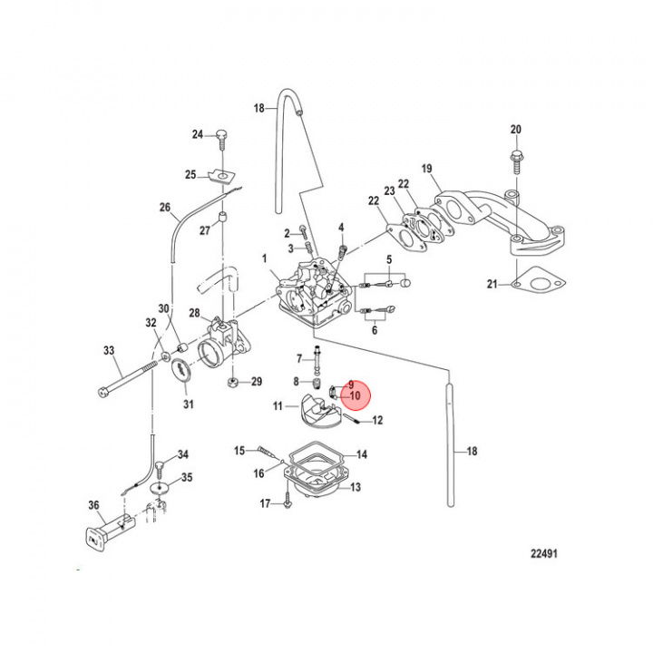 Klämma Mercury/Mariner 2-6 hk (803525)