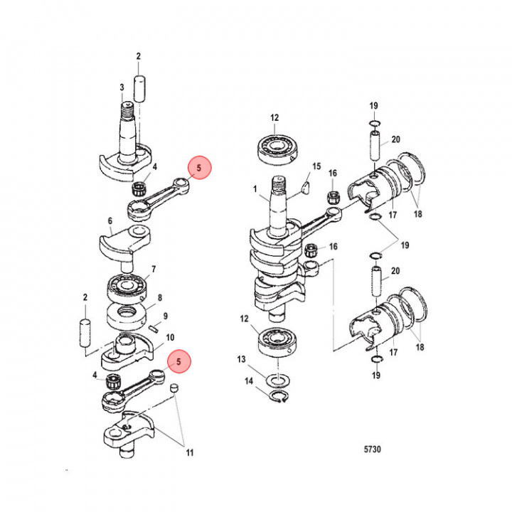Vevstake Mercury 9.9-18 hk (803674)