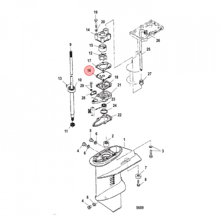 Impellerhusplatta Mercury/Mariner 6-9.9 hk (8037531)