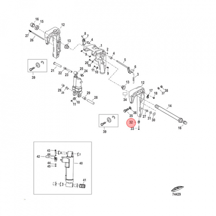 Zinkanod Bygelfäste Mercury/Mariner 25-40 hk (804043)