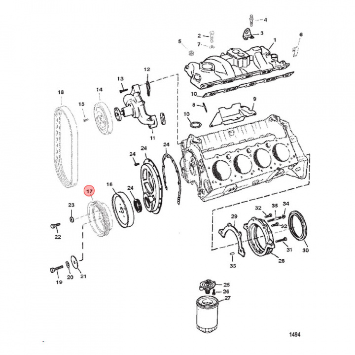 Remskiva Vevaxel Mercruiser (807730T)