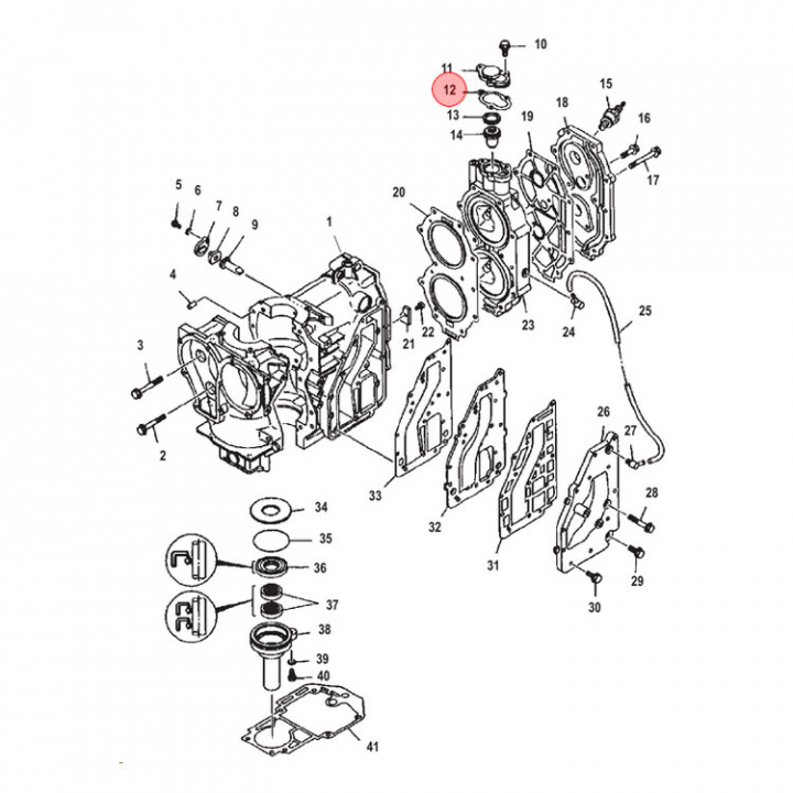 Termostatpackning Mercury 25 hk 2-takt (81031)