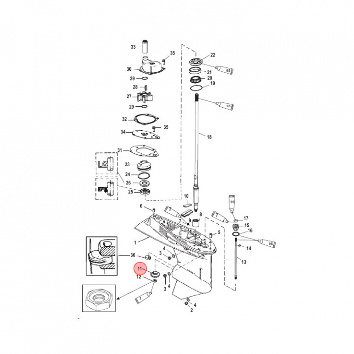 Piniondrev Mercury 55-60 hk (813694T)