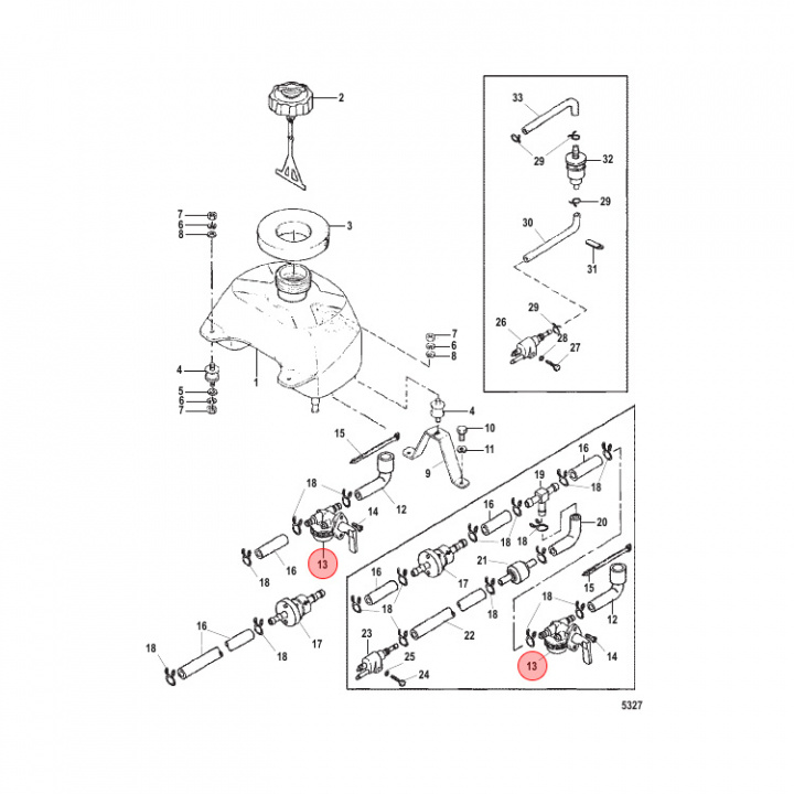 Bränslekran Mercury 4-5 hk (815045)