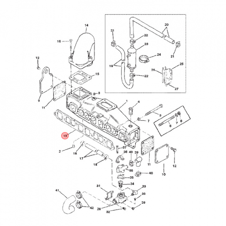 Grenrörspackning Mercruiser L4 (815528)
