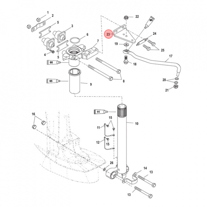Styrfäste Mercury 11-60 hk (816667A2)