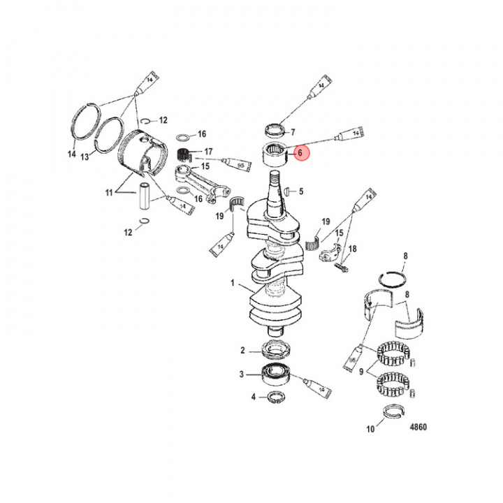 Ramlager Mercury 30-60 hk (818889A1)
