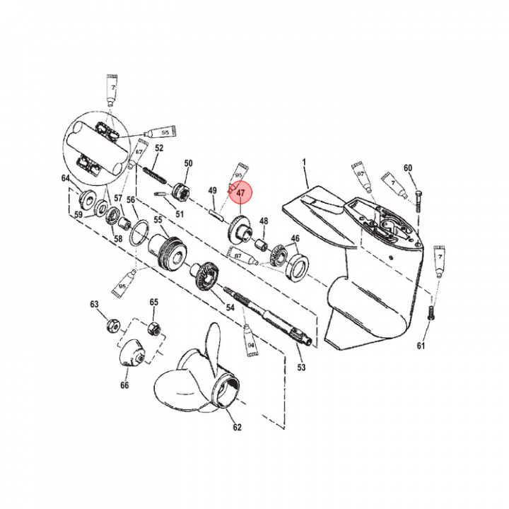Drevsats Fram Mercury 2-25 hk (821924A1)