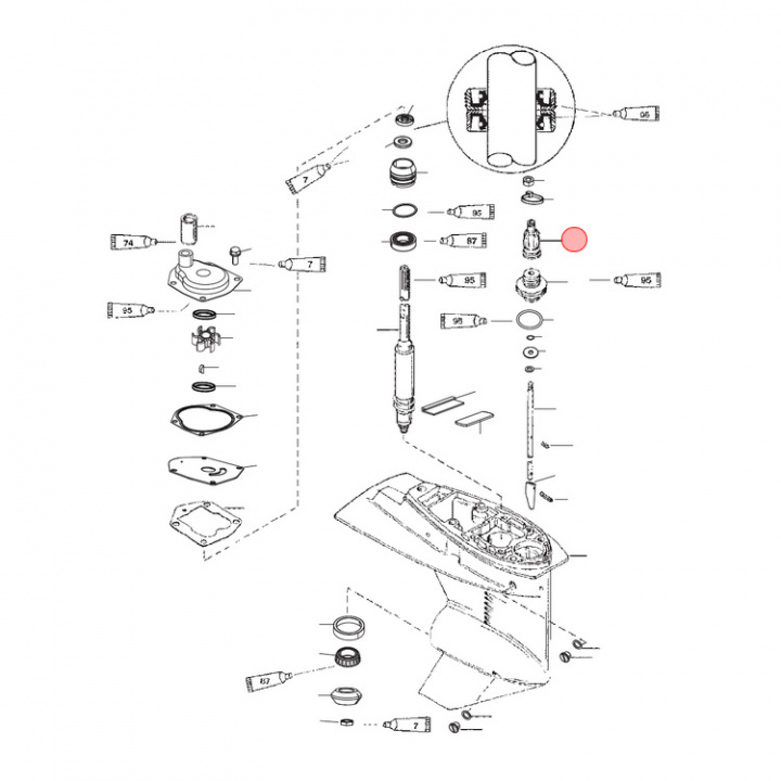 Tätning V-Stång Mercury 11-60 hk (822158)