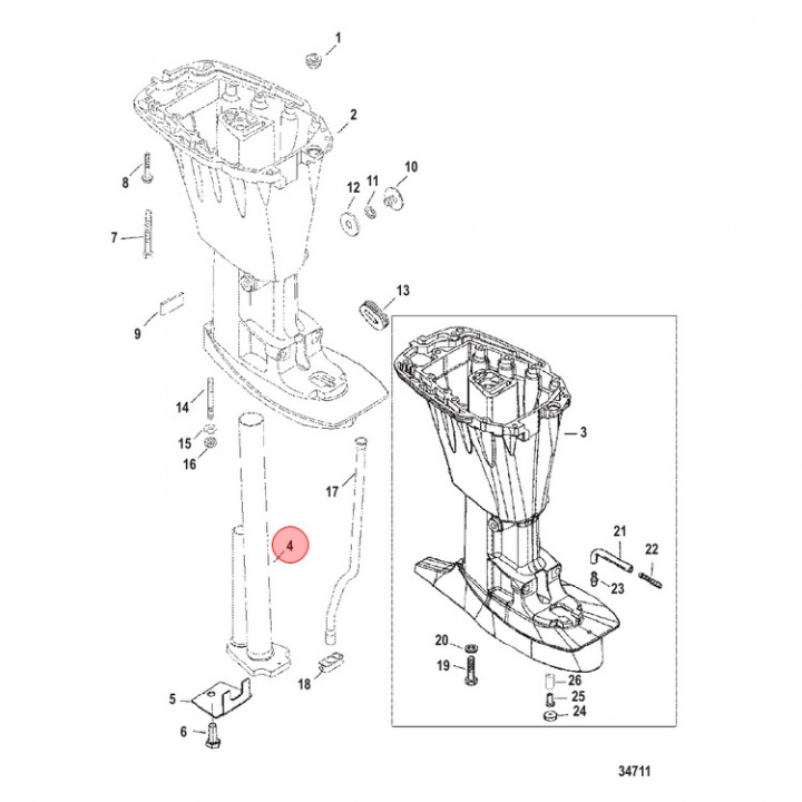 Avgasrör Mercury/Mariner 11-60 hk (825220T06)