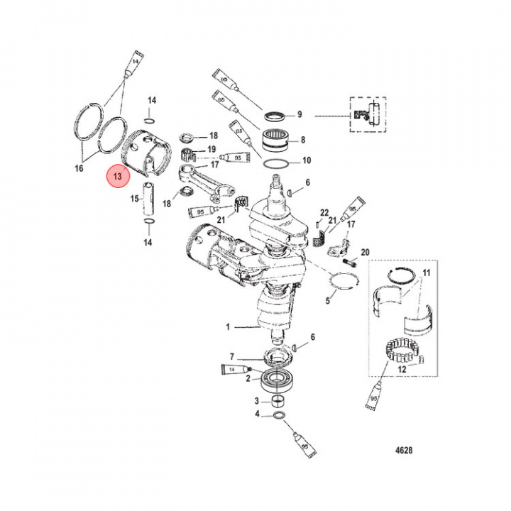 Kolv Mercury/Mariner 65-125 hk (826191T4)
