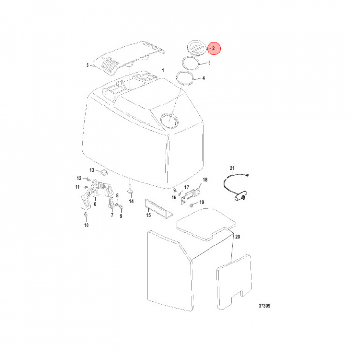 Lock Toppkåpa Mercury/Mariner 75-125 hk (828716A2)