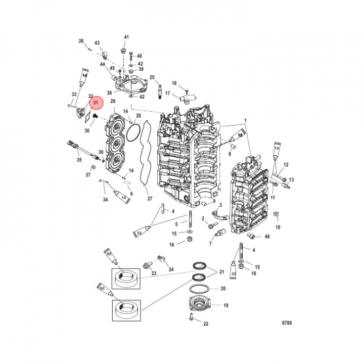 Termostathuspackning Mercury/Mariner 200-250 hk (8503181)