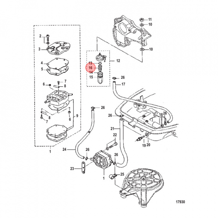 Bränslefilter Mercury 9.9-50 hk (853733002)