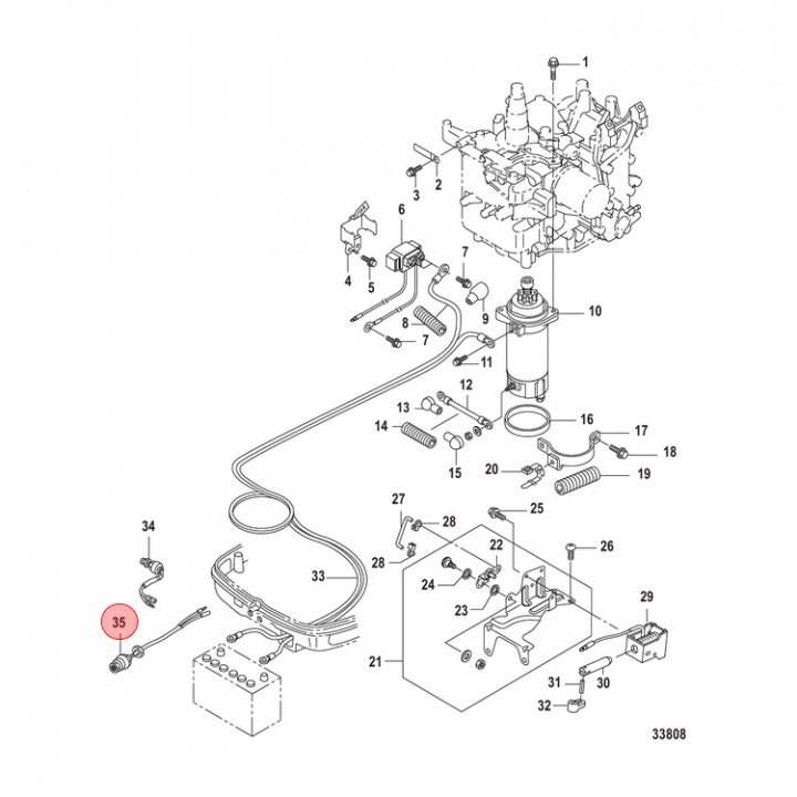 Startknapp Mercury 8-30 hk (853820A02)