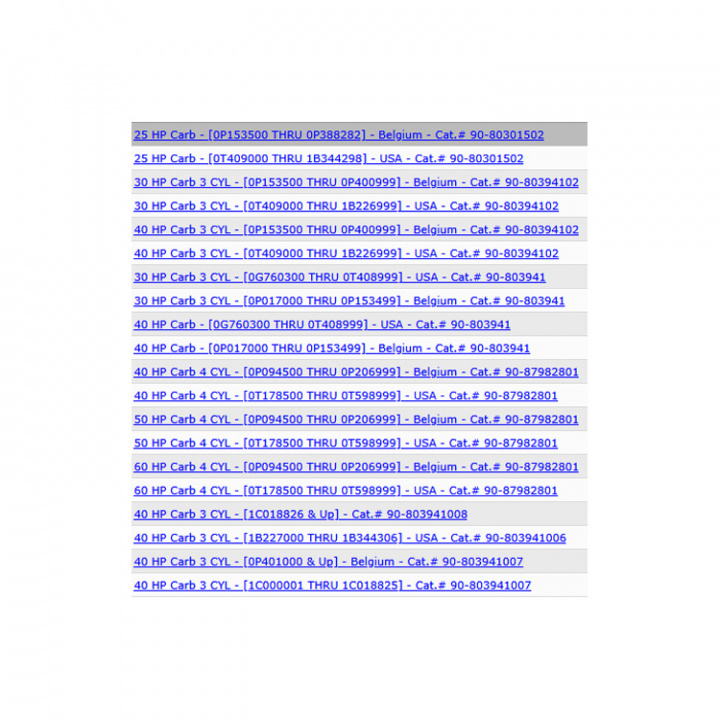 Reparationssats Förgasare Mercury 25-60 hk (8542561)