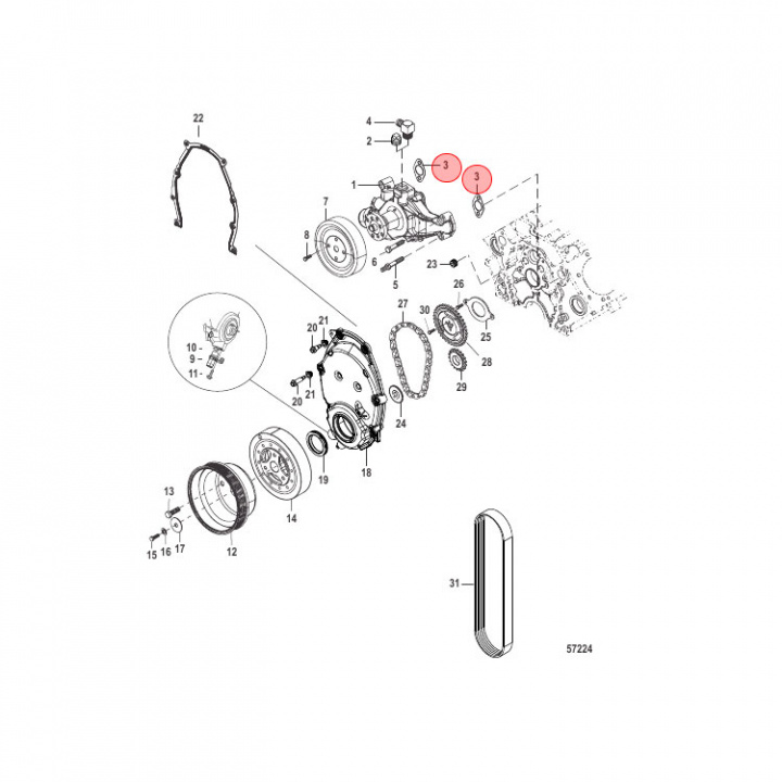 Vattenpumpspackning Mercruiser Alpha/Bravo (879194367)