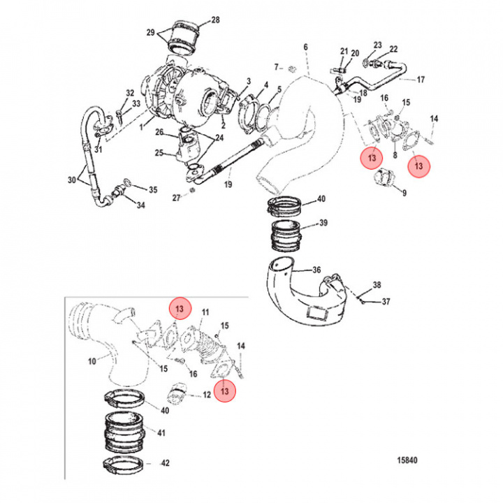 Packning Turbo/Avgas Mercruiser (879721)